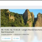 Mi. 13.05.26 bis So. 17.05.26 - Wanderwochenende - Mai - Nahe / Bad Kreuznach